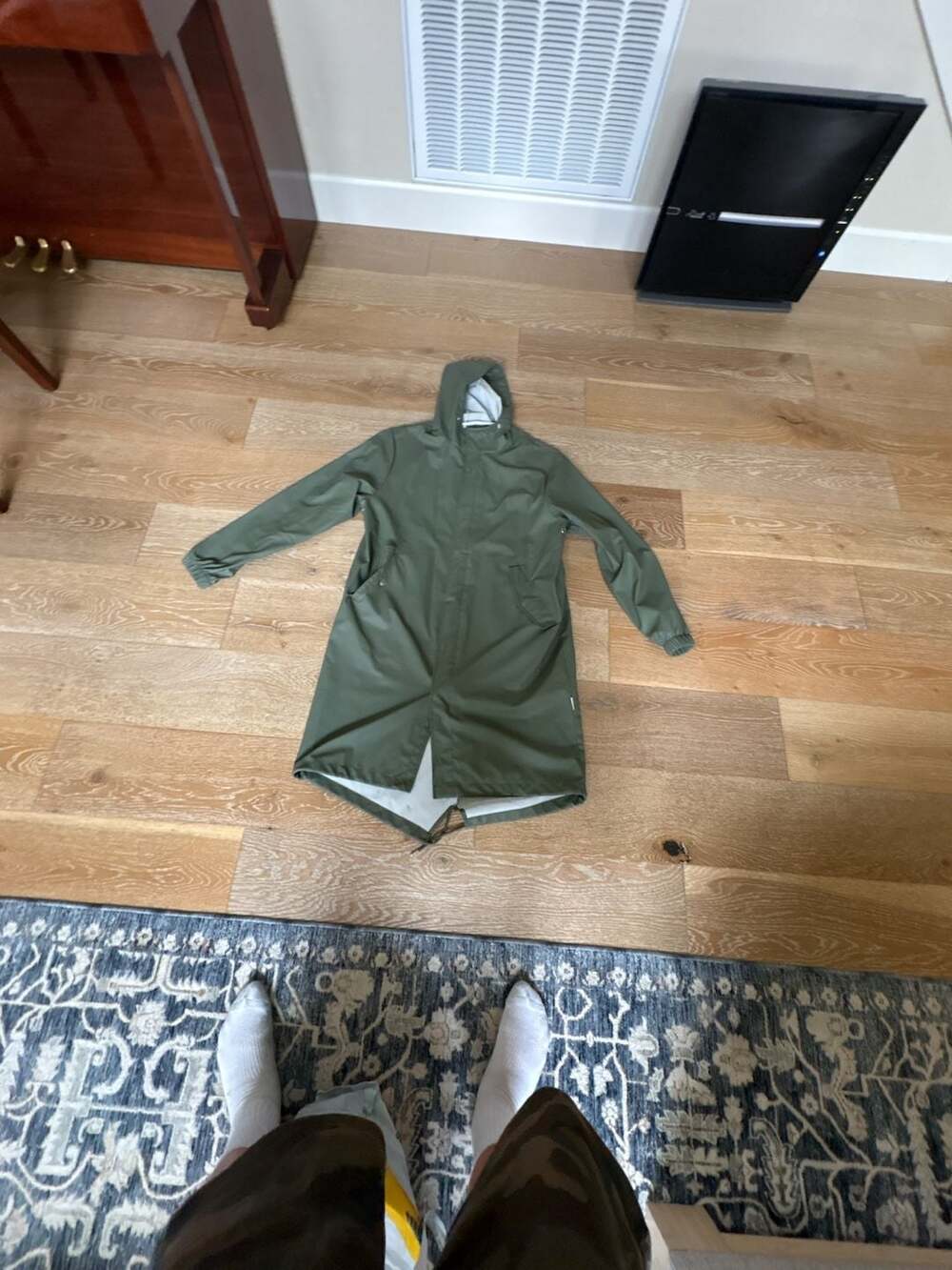 RAINS Fishtail Parka Waterproof Rain Jacket in Green